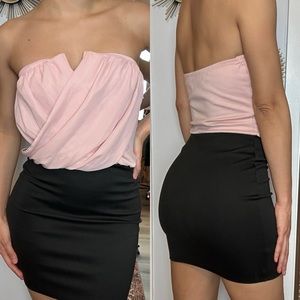 Pink Ruffle and Black Fitted Dress